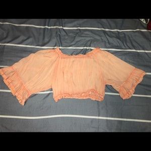 Pink off shoulder crop top